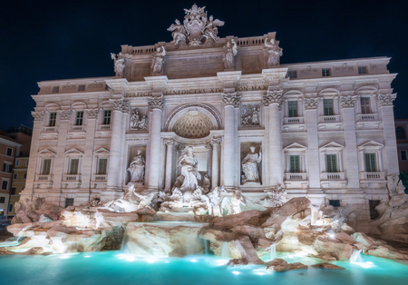 The Trevi Fountain is a fountain in the Trevi district in Rome, Italy. It is the largest Baroque fountain in Rome and one of the most famous fountains attracting tourist visiting Rome, Italy.の写真素材
