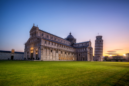 Leaning Tower of Pisa in Pisa, Italy - Leaning Tower of Pisa known worldwide for its unintended tilt and famous travel destination of Italy. It is situated near The Pisa Cathedral.の写真素材