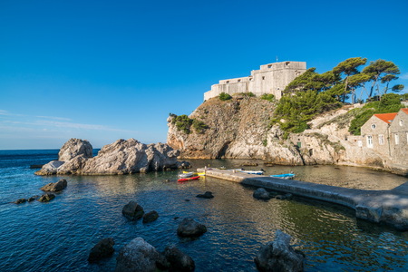 Fort Lovrijenac (St. Lawrence Fortress) on a steep cliff in Dubrovnik old town, Croatiaのeditorial素材