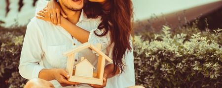 Young couple planning to buy a house and have happy living.の写真素材