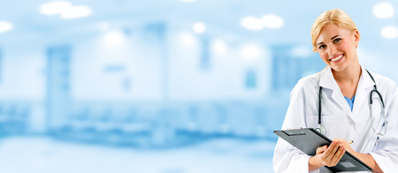Woman doctor working at the hospital office. Medical healthcare and doctor staff service.の写真素材