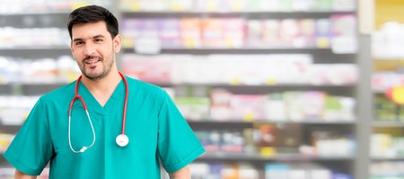Portrait of male surgeon at the hospital. Medical healthcare and doctor staff service.の写真素材
