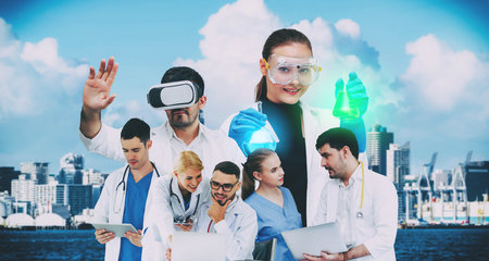 Healthcare people group portrait in creative layout. Professional medical staff, doctors, nurse and...