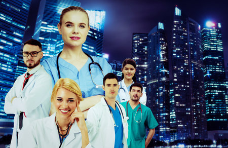 Healthcare people group portrait in creative layout. Professional medical staff, doctors, nurse and...