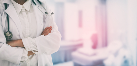 Woman doctor working at the hospital office. Medical healthcare and doctor staff service.の写真素材