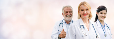 Healthcare people group. Professional doctor working in hospital office or clinic with other...