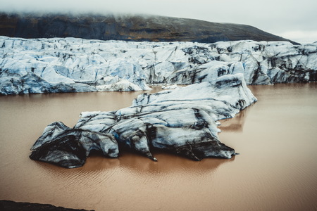 Beautiful scenery landscape of Svinafellsjokull Glacier in Vatnajokull National Park in Iceland.の写真素材