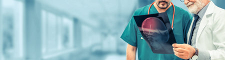 Doctors at hospital working with another doctor.