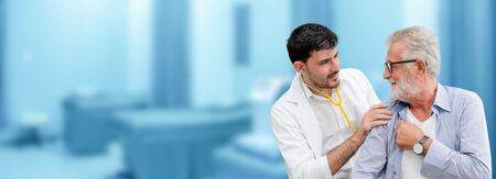 Patient visits doctor at the hospital. Concept of medical healthcare and doctor staff service.の写真素材