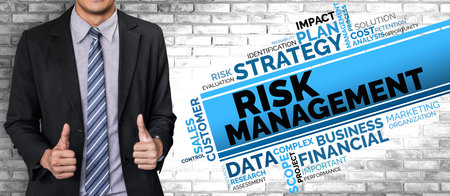 Risk Management and Assessment for Business Investment Concept. Modern graphic interface showing...