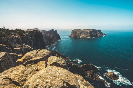 Beautiful coast landscape of Tasman National Park in Tasman peninsula, Tasmania, Australia.の写真素材
