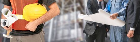 Industry worker or engineer working on industry project at work site. Engineering people solution service concept.の写真素材