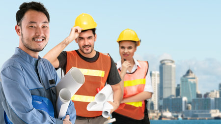 Industry worker or engineer working on industry project at work site. Engineering people solution...