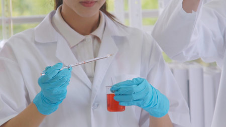 Scientist work with science equipment in laboratory. Scientific experiment and education for...