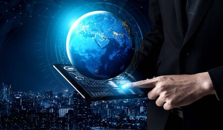 5G Communication Technology Wireless Internet Network for Global Business Growth, Social Media, Digital E-commerce and Entertainment Home Use.の写真素材