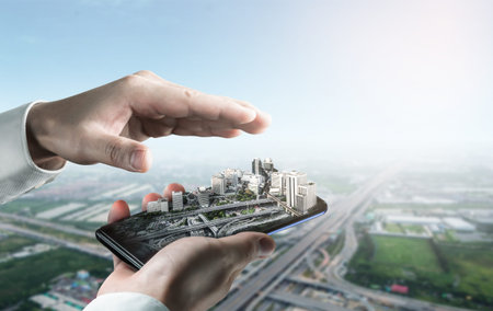 Innovative architecture and civil engineering building construction project. Creative graphic design...