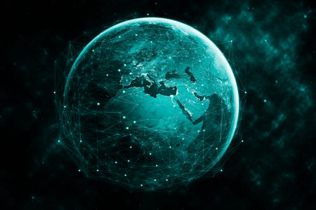 Global network modern creative telecommunication and internet connection. Concept of 5G wireless...