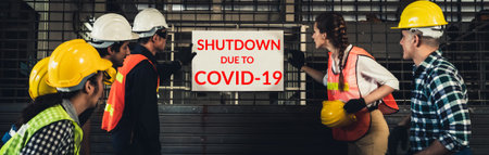 Factory shutdown due to outbreak of Coronavirus Disease 2019 or COVID-19. Concept of economic...