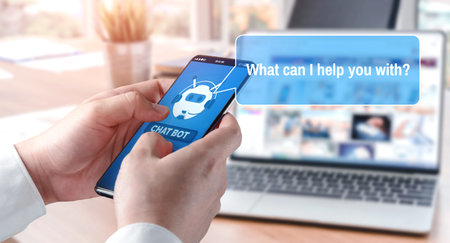 AI Chatbot smart digital customer service application concept. Computer or mobile device application...