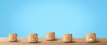 Customer review satisfaction feedback survey concept. User give rating to service experience on online application. Customer can evaluate quality of service leading to reputation ranking of business.の写真素材