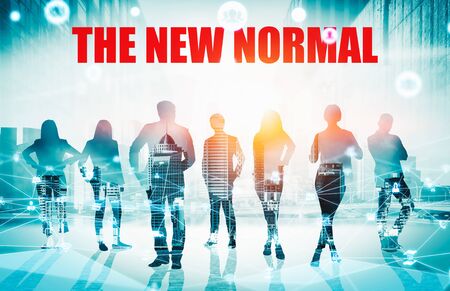 New normal concept effected by COVID 19 coronavirus that changes our lifestyle to new normal presented in style of social media banner or global news when abnormal becomes new normal .の写真素材