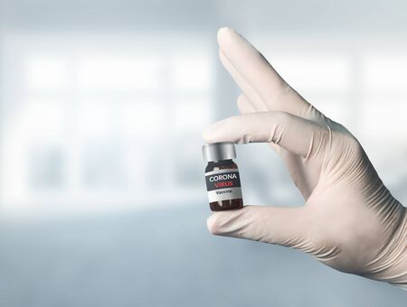 Coronavirus COVID-19 medical test vaccine research and development concept. Scientist in laboratory study and analyze scientific sample of Coronavirus antibody to produce drug treatment for COVID-19.の写真素材