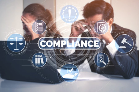 Compliance rule law and regulation graphic interface for business quality policy planning to meet...