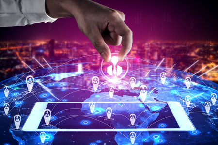 People network, human resources and customer relationship management CRM concept for business sales...