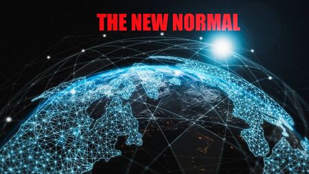 New normal concept effected by COVID 19  that changes our lifestyle to new normal presented in style of social media banner or global news when abnormal becomes new normal .の写真素材