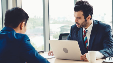 Job seeker in job interview meeting with manager
