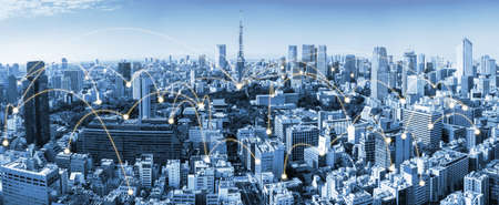 The modern creative communication and internet network connect in smart cityの写真素材