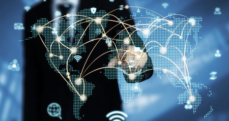The modern creative communication and internet network connect in smart city . Concept of 5G...