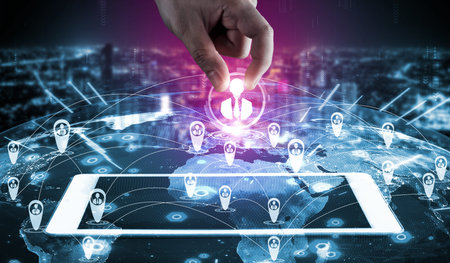 People network, human resources and customer relationship management CRM concept for business sales...