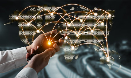 The modern creative communication and internet network connect in smart city . Concept of 5G...