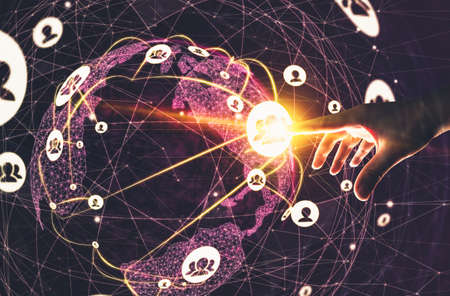 The modern creative communication and internet network connect in smart city . Concept of 5G wireless digital connection and internet of things future.の写真素材