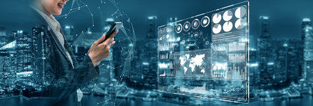 Advanced communication and global internet network connection in smart city . Concept of future 5G...