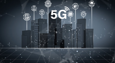 3D illustration international communication and advanced internet network connect in smart city ....