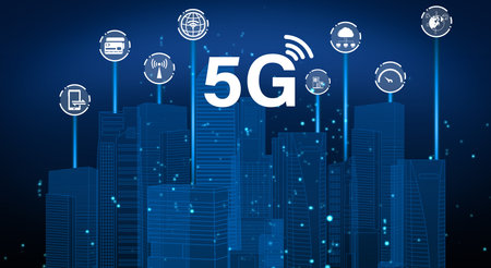3D illustration international communication and advanced internet network connect in smart city ....