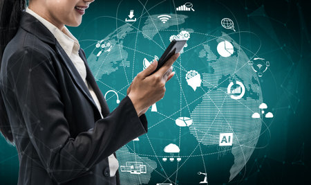 Advanced communication and global internet network connection in smart city . Concept of future 5G...