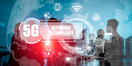 People network and international communication concept. Business people with modern graphic...