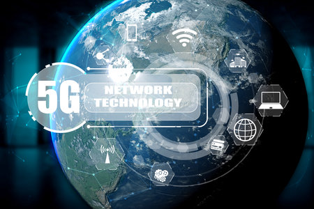 3D illustration international communication and advanced internet network connect in smart city . Concept of international 5G wireless digital connection and internet of things future.の写真素材