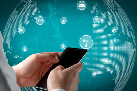 Advanced communication and global internet network connection in smart city . Concept of future 5G...