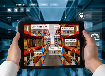 Smart warehouse management system using augmented reality technology to identify package picking and...