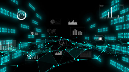 Business data and financial figures graphic . 3D rendering .