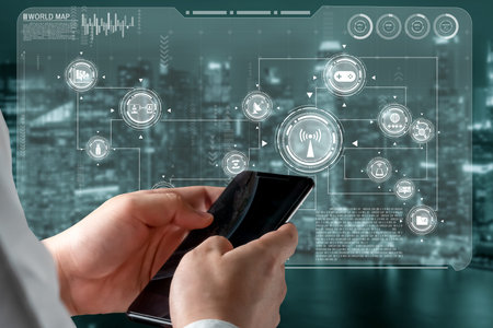 Advanced communication and global internet network connection in smart city . Concept of future 5G...