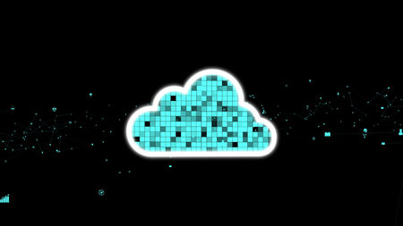 Cloud computing and data storage technology for future innovation . Computer connects to internet...
