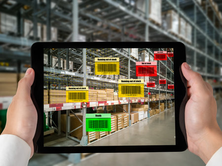 Smart warehouse management system using augmented reality technology to identify package picking and...
