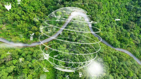 Future environmental conservation and sustainable ESG modernization development by using technology of renewable resources to reduce pollution and carbon emission .の写真素材