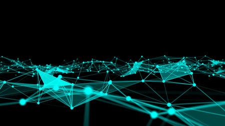 Wave of connection network dots of innovative creation . Concept of future communication computer...