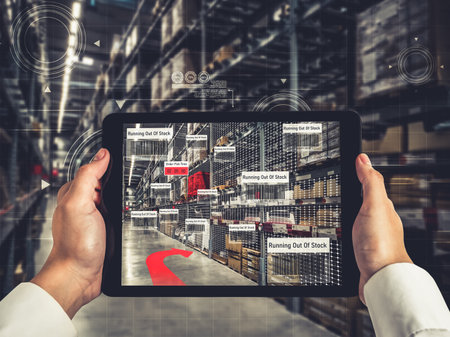 Smart warehouse management system using augmented reality technology to identify package picking and...